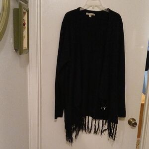 Extra Touch Black Fringe Cardigan